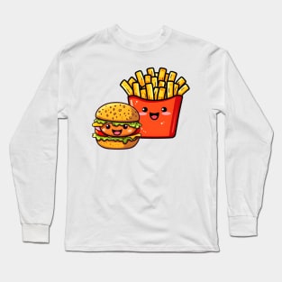 Cute Hamburger and Fries Combo Long Sleeve T-Shirt